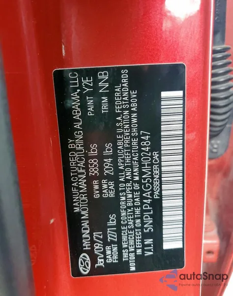 2021 Hyundai Elantra Limited from USA, damaged, VIN 5NPLP4AG5MH024847